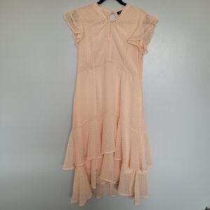 NWT Papa Vancouver Peach Ruffle Polka Dot Midi Dress Size Xl